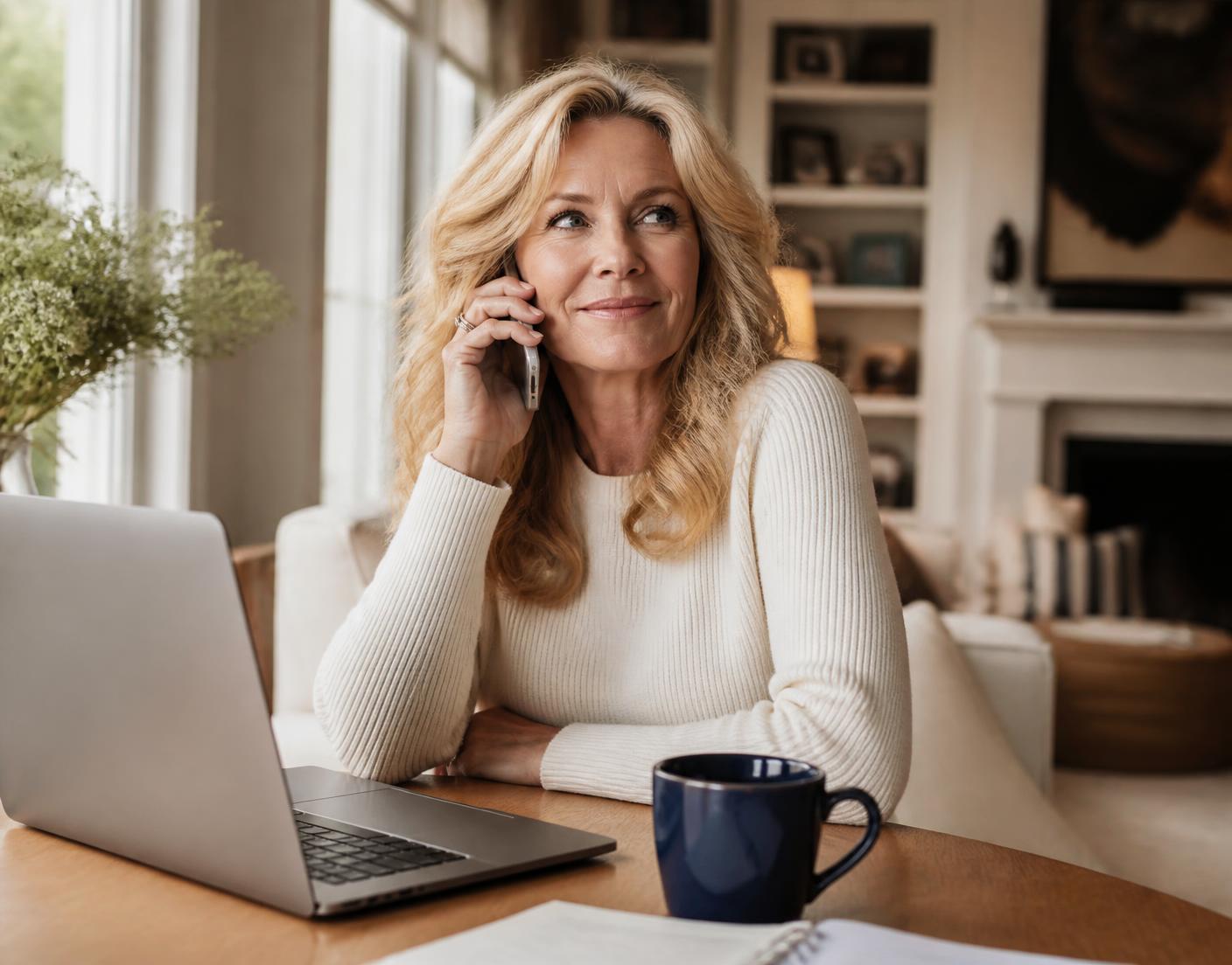 A LifeDesk member on the phone with her concierge at home